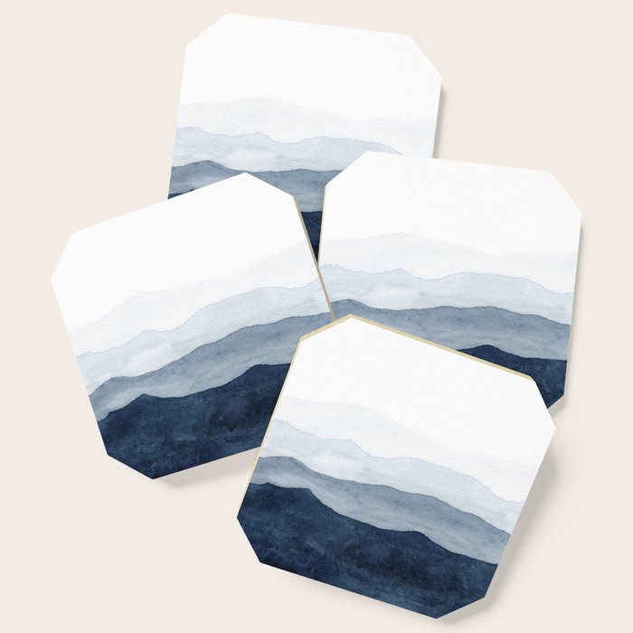 Indigo Abstract Watercolor Mountains Coaster Gallery Image 1