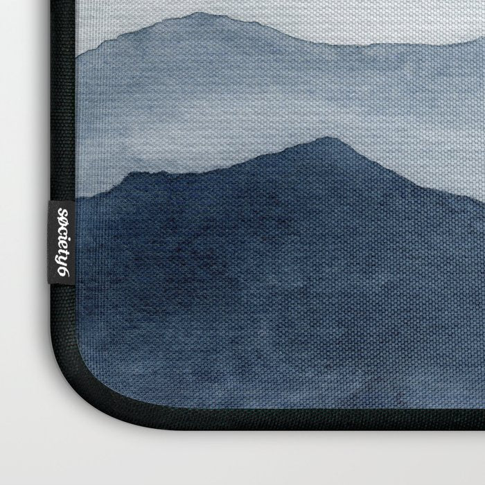 Indigo Abstract Watercolor Mountains Laptop Sleeve Gallery Image 3