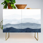 Indigo Abstract Watercolor Mountains Credenza Gallery Image 1