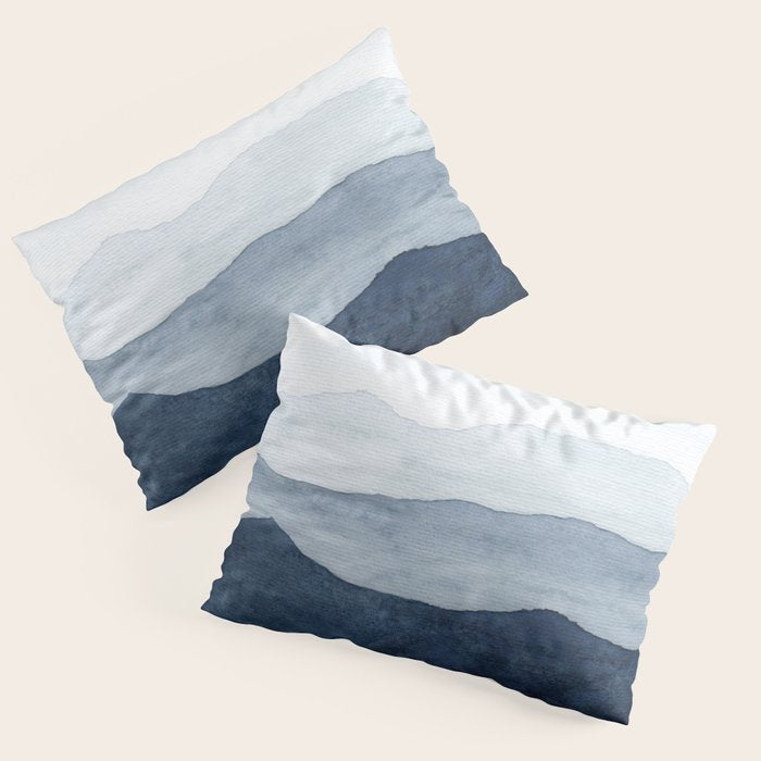 Indigo Abstract Watercolor Mountains Pillow Sham Gallery Image 3