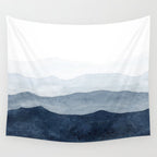 Indigo Abstract Watercolor Mountains Wall Tapestry Gallery Image 4