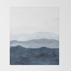 Indigo Abstract Watercolor Mountains Throw Blanket Gallery Image 2