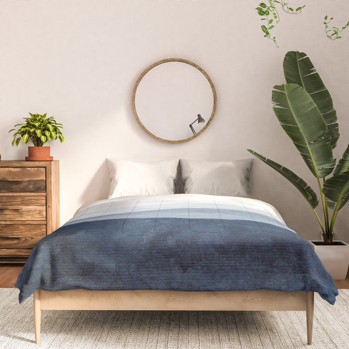 Indigo Abstract Watercolor Mountains Comforter Gallery Image 3