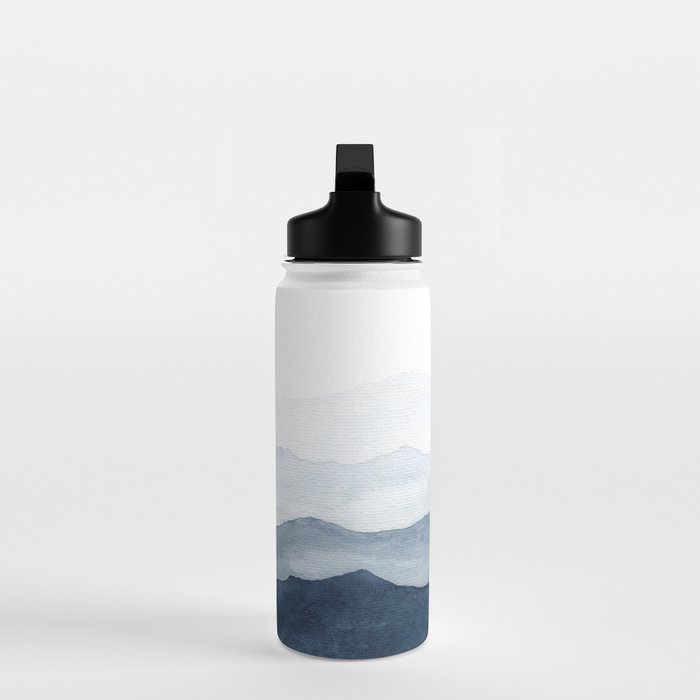 Indigo Abstract Watercolor Mountains Water Bottle Gallery Image 3