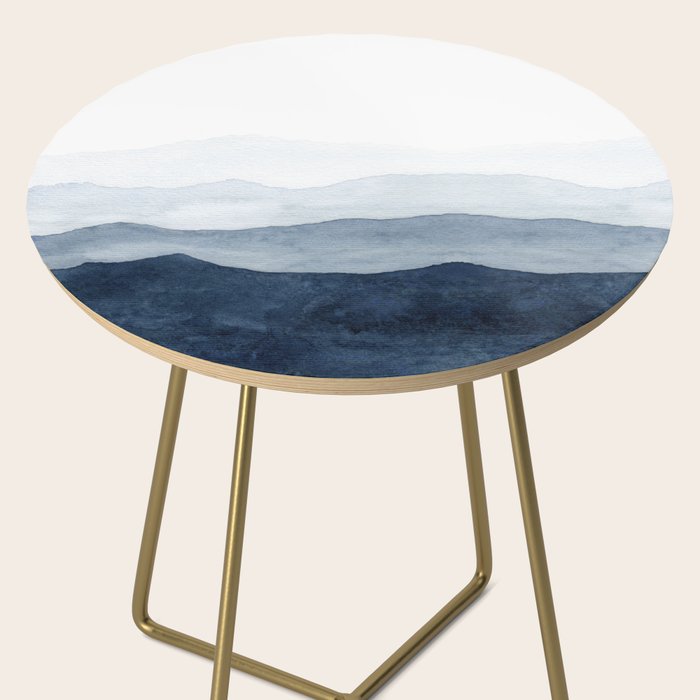 Indigo Abstract Watercolor Mountains Side Table Gallery Image 2