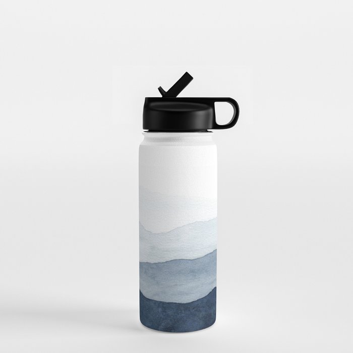 Indigo Abstract Watercolor Mountains Water Bottle Gallery Image 1