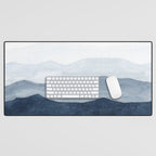 Indigo Abstract Watercolor Mountains Desk Mat Gallery Image 1
