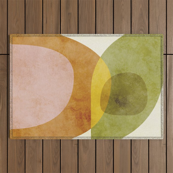 organic shapes boho nature abstract 3 Outdoor Rug Gallery Image 1