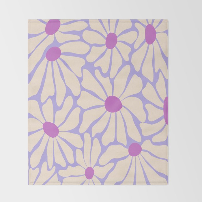 Big Groovy Flower - Purple Throw Blanket Gallery Image 2