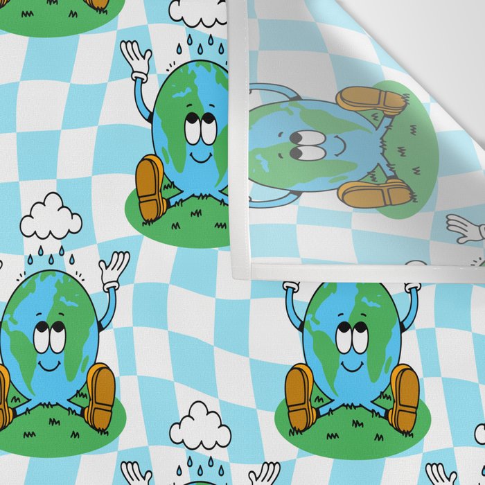 Retro earth planet cartoon pattern Wall Tapestry Gallery Image 3
