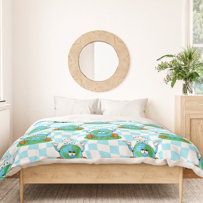 Retro earth planet cartoon pattern Duvet Cover Gallery Image 3