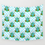 Retro earth planet cartoon pattern Wall Tapestry Gallery Image 4
