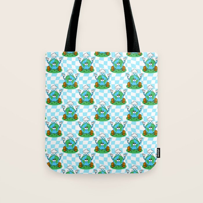 Retro earth planet cartoon pattern Tote Bag Gallery Image 1