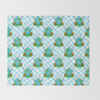 Retro earth planet cartoon pattern Throw Blanket Gallery Image 2