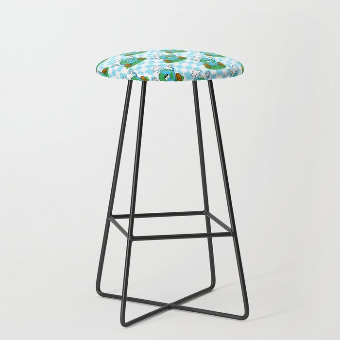 Retro earth planet cartoon pattern Stool Gallery Image 1