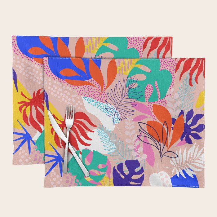 Keep Growing - Tropical plant on peach Placemat Gallery Image 1