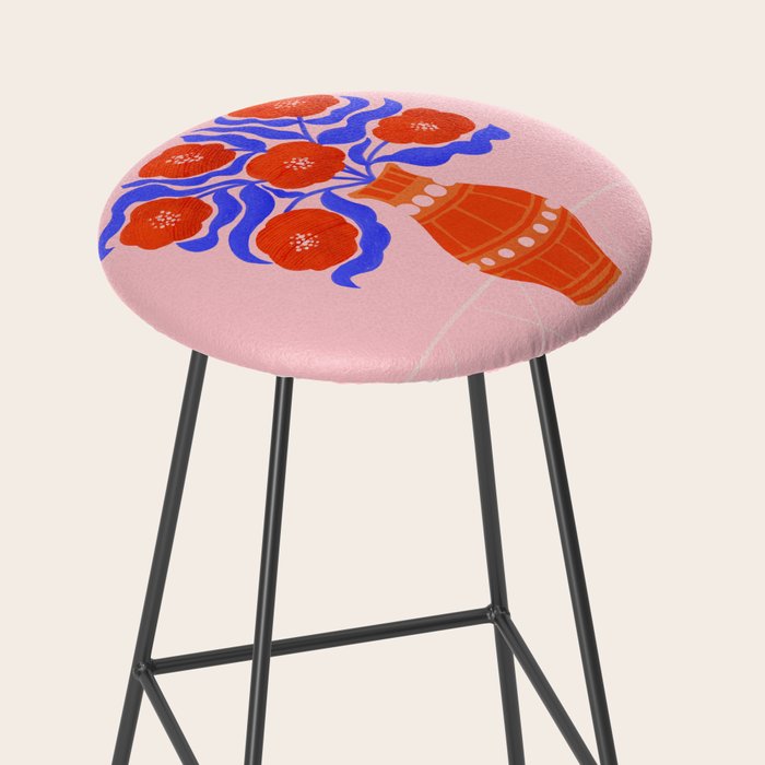Bright Red Poppies In A Vase Stool Gallery Image 2