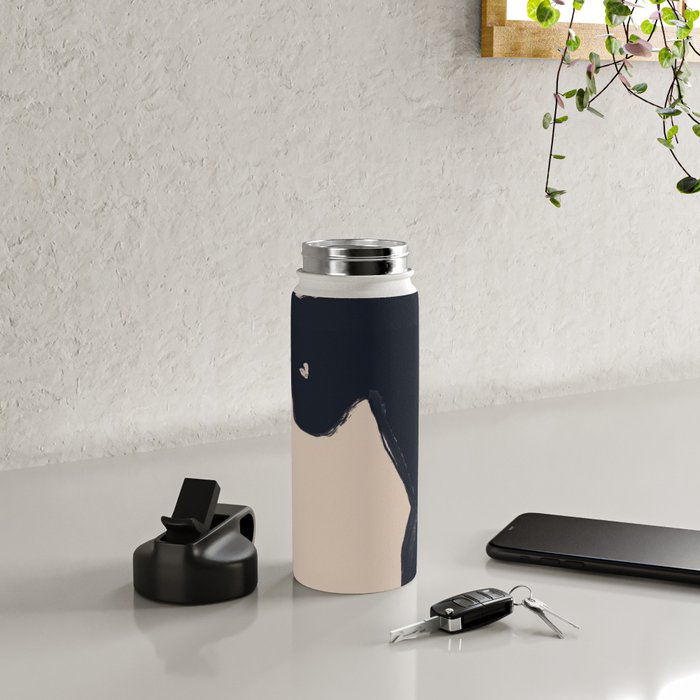 Minimal Abstract Art Black Cat Water Bottle Gallery Image 4