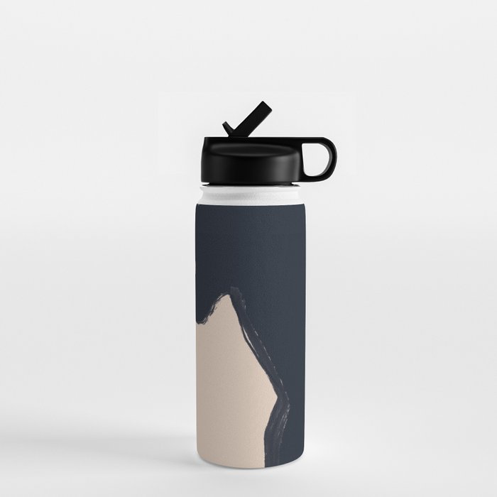 Minimal Abstract Art Black Cat Water Bottle Gallery Image 1