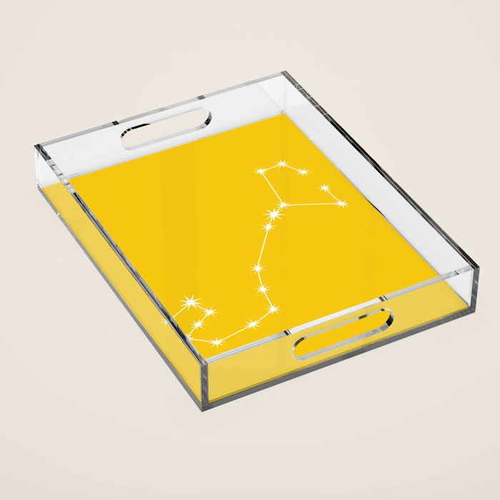 Scorpio Zodiac Star Constellation Line Art Bright Yellow Acrylic Tray Gallery Image 1