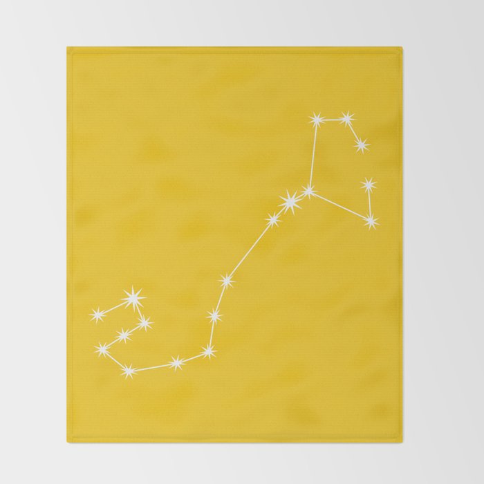 Scorpio Zodiac Star Constellation Line Art Bright Yellow Throw Blanket Gallery Image 2