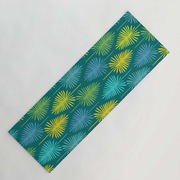 Mid Century Blue and Green Forest Yoga Mat Gallery Image 1