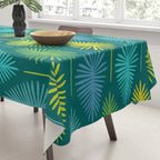 Mid Century Blue and Green Forest Tablecloth Gallery Image 3