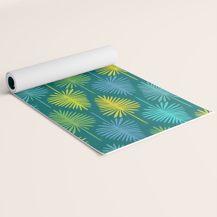 Mid Century Blue and Green Forest Yoga Mat Gallery Image 2