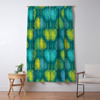 Mid Century Blue and Green Forest Window Curtain Gallery Image 5