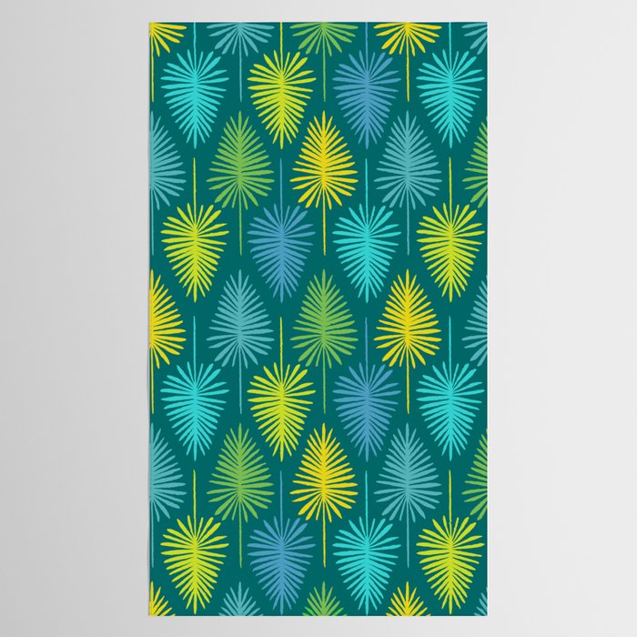 Mid Century Blue and Green Forest Tablecloth Gallery Image 2