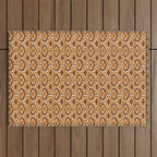 70s mod fabric repeat, orange and browns Outdoor Rug Gallery Image 1