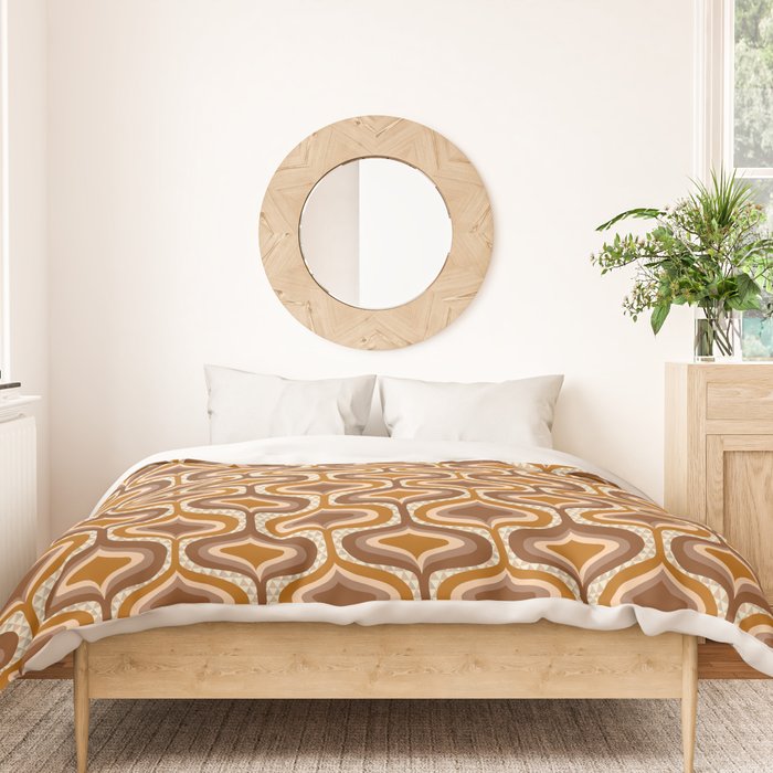70s mod fabric repeat, orange and browns Duvet Cover Gallery Image 3