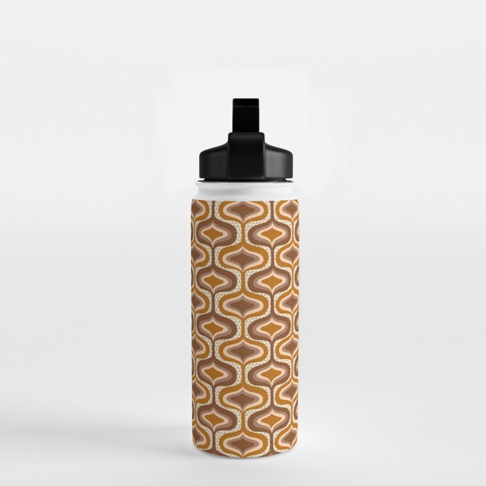 70s mod fabric repeat, orange and browns Water Bottle Gallery Image 2