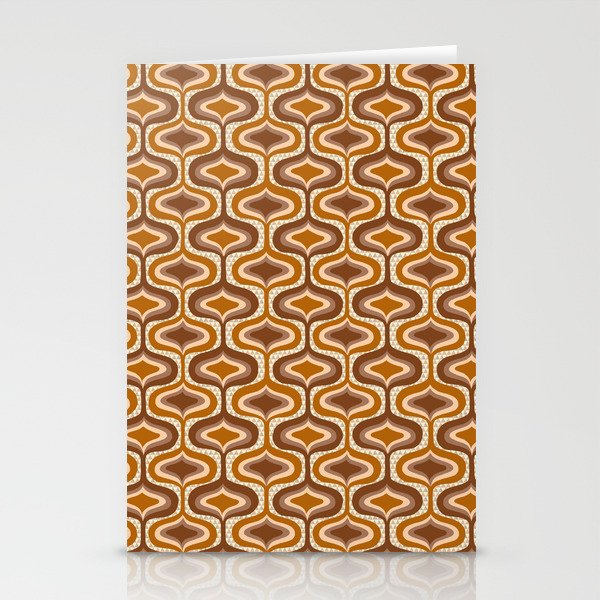 70s mod fabric repeat, orange and browns Stationery Card Gallery Image 1