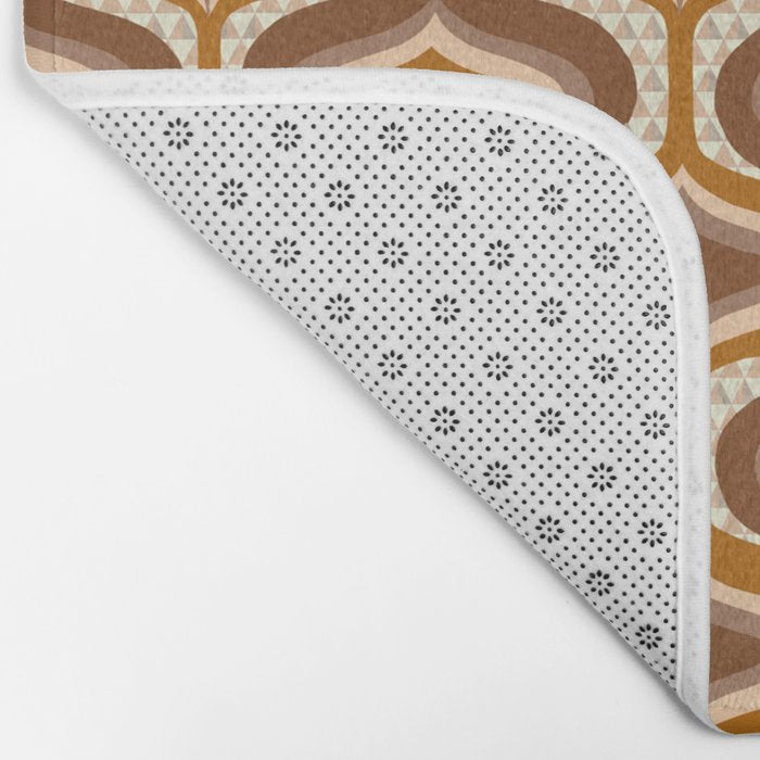 70s mod fabric repeat, orange and browns Bath Mat Gallery Image 2