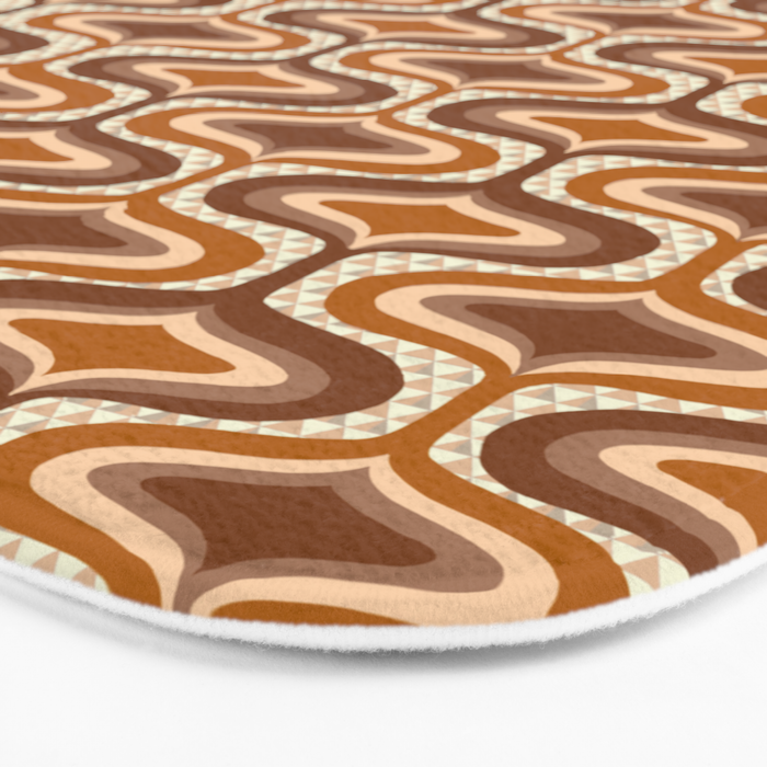 70s mod fabric repeat, orange and browns Bath Mat Gallery Image 3