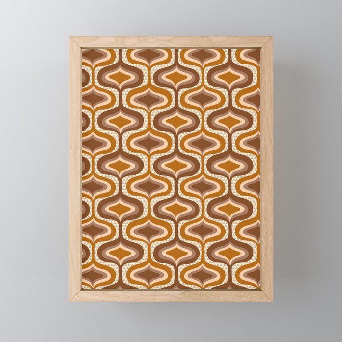 70s mod fabric repeat, orange and browns Mini Art Print Gallery Image 1