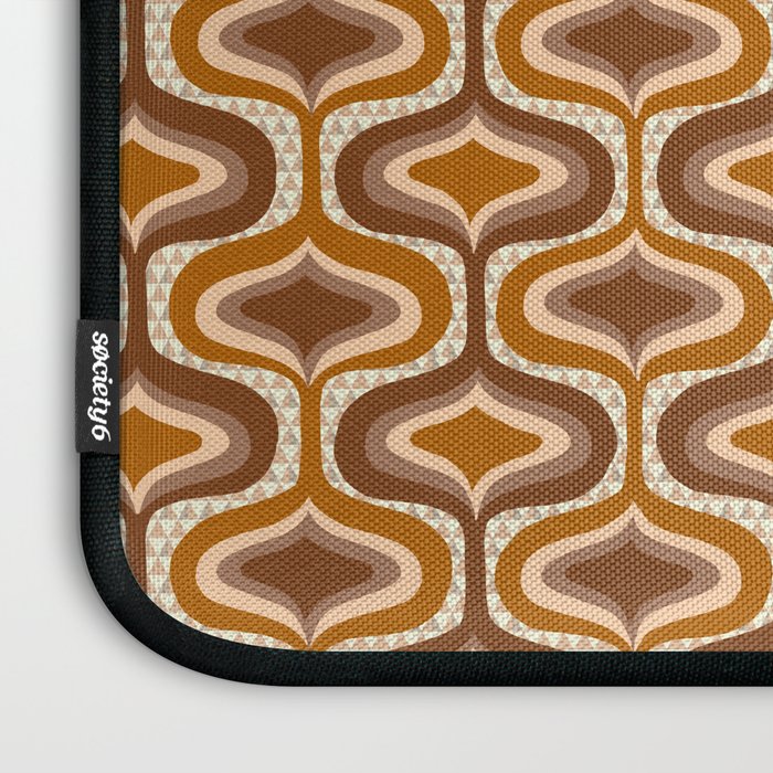 70s mod fabric repeat, orange and browns Laptop Sleeve Gallery Image 3