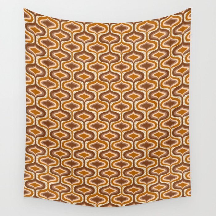 70s mod fabric repeat, orange and browns Wall Tapestry Gallery Image 4