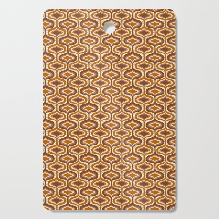 70s mod fabric repeat, orange and browns Cutting Board Gallery Image 1