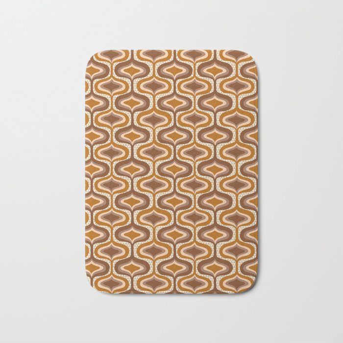 70s mod fabric repeat, orange and browns Bath Mat Gallery Image 1