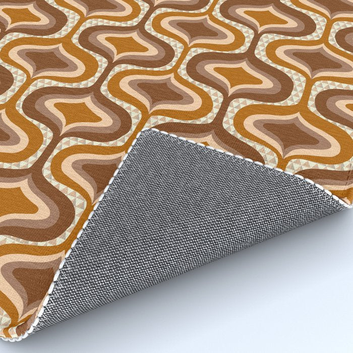 70s mod fabric repeat, orange and browns Rug Gallery Image 4