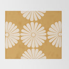 Retro Daisy Abstract XVIII Golden Orange Bold Floral Throw Blanket Gallery Image 2