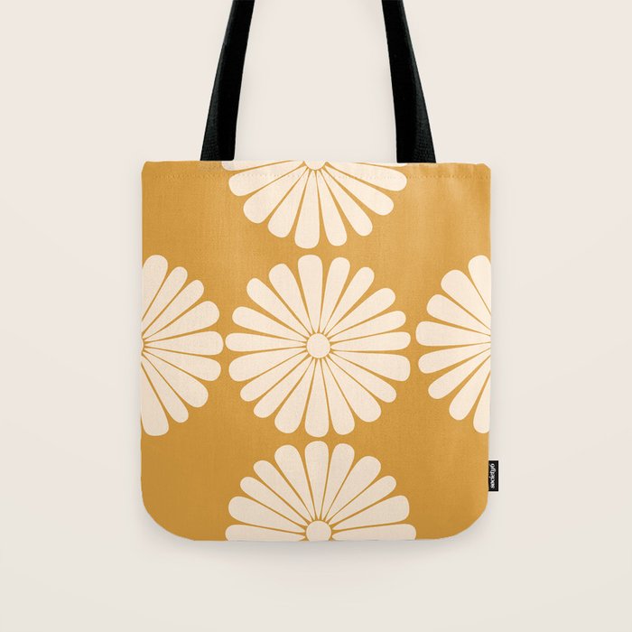 Retro Daisy Abstract XVIII Golden Orange Bold Floral Tote Bag Gallery Image 1