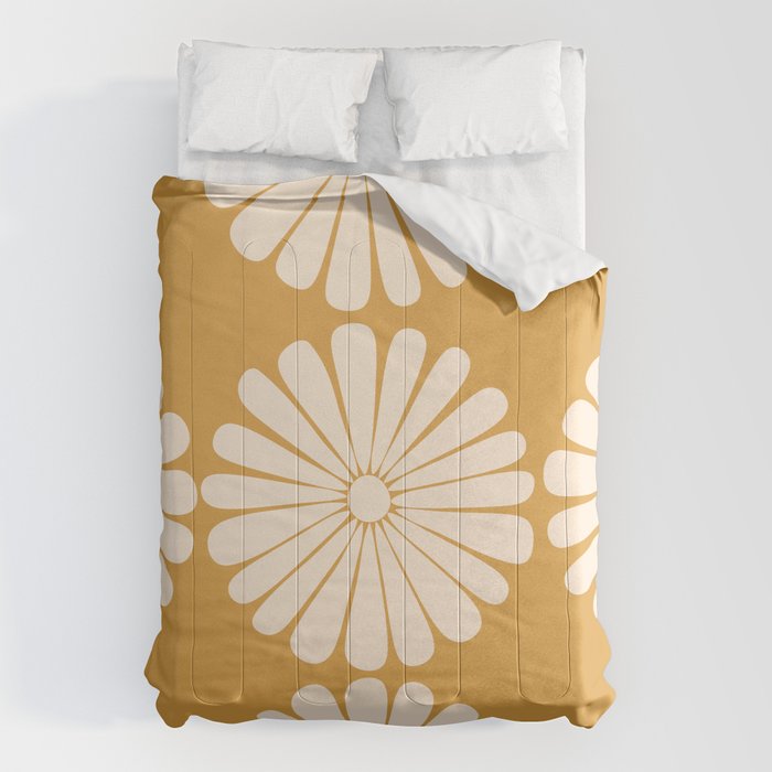 Retro Daisy Abstract XVIII Golden Orange Bold Floral Comforter Gallery Image 6