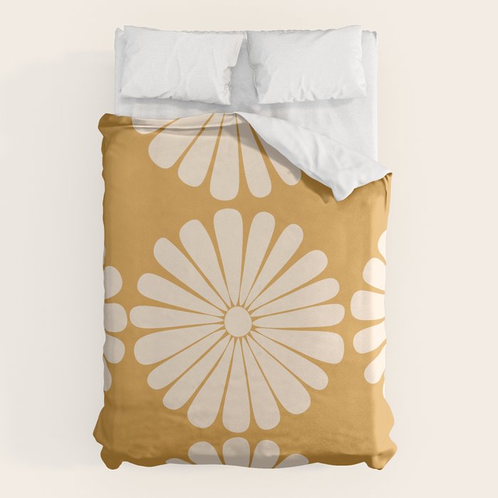 Retro Daisy Abstract XVIII Golden Orange Bold Floral Duvet Cover Gallery Image 6