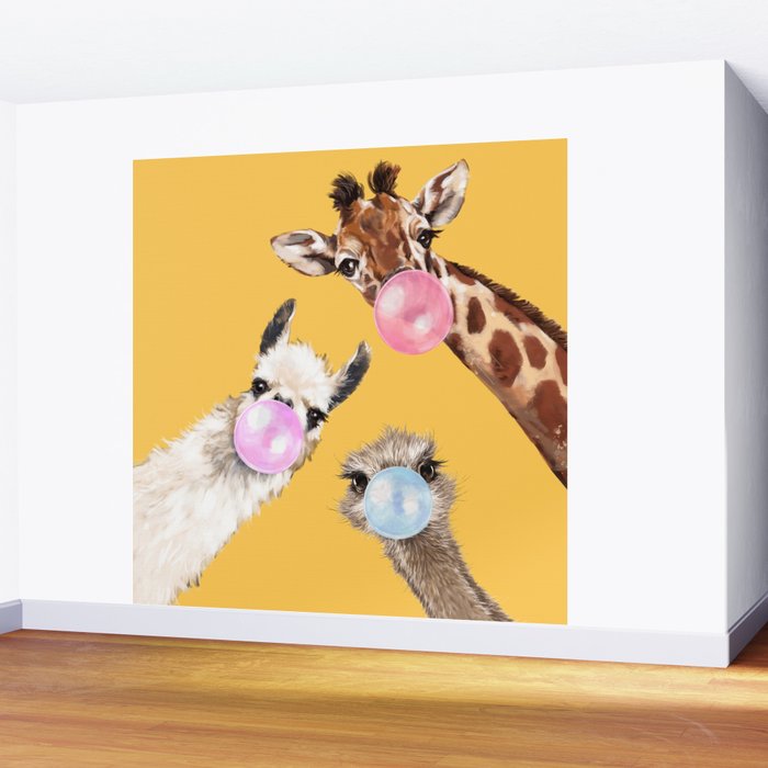 Bubble Gum Gang in Yellow Wall Mural Gallery Image 2
