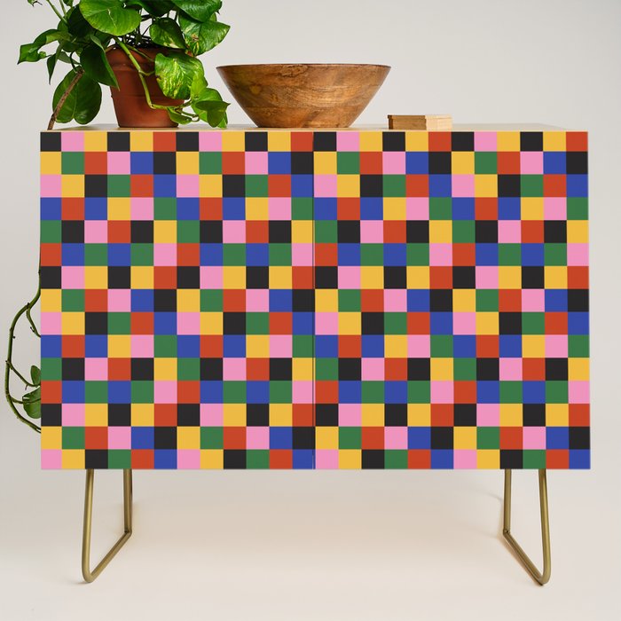 Bold Colorful Checks Pattern - Small XVII Credenza Gallery Image 1