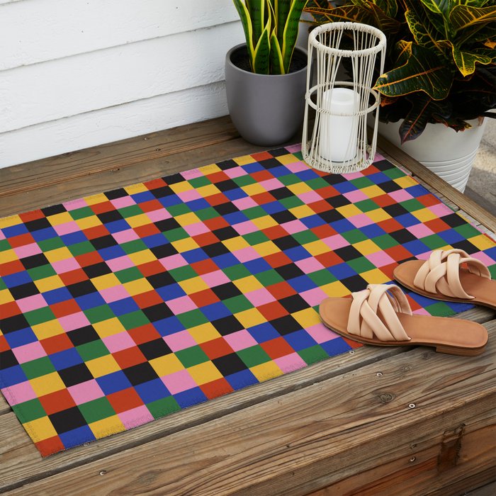 Bold Colorful Checks Pattern - Small XVII Outdoor Rug Gallery Image 2