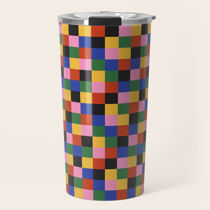 Bold Colorful Checks Pattern - Small XVII Travel Mug Gallery Image 1